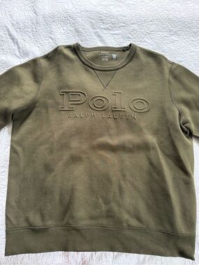 Polo by Ralph Lauren Olive Embossed Logo Crewneck Sweatshirt